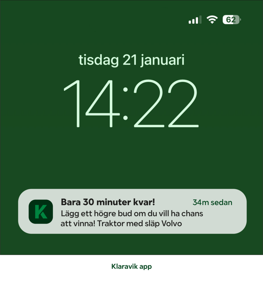 Vill du så får du notiser – här är det verkligen rekommenderat att ladda ner Klaraviks app. Smidigare blir det inte! 